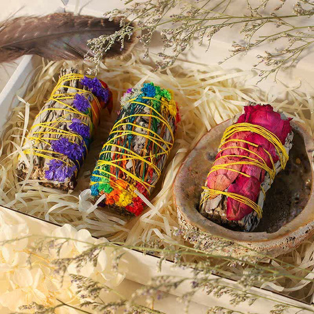 Serenity Bloom Red Rose & Forget-Me-Not Smudge Stick for Home Purification & Meditation