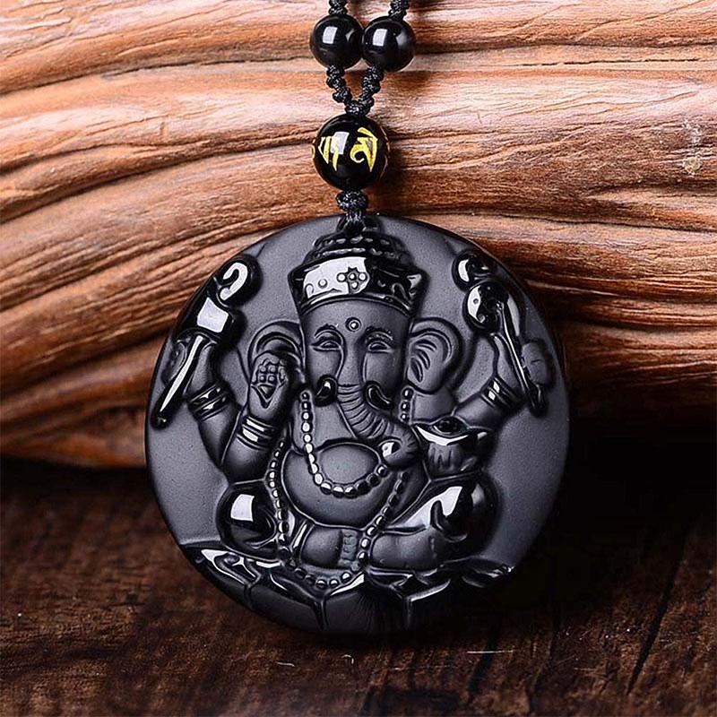 Obsidian Lord Ganesha Pendant