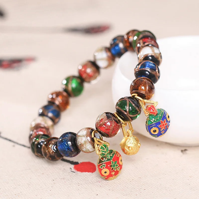 Dharma Blessings  Flowing Light and Shadow Incense Ash Glaze Bracelet